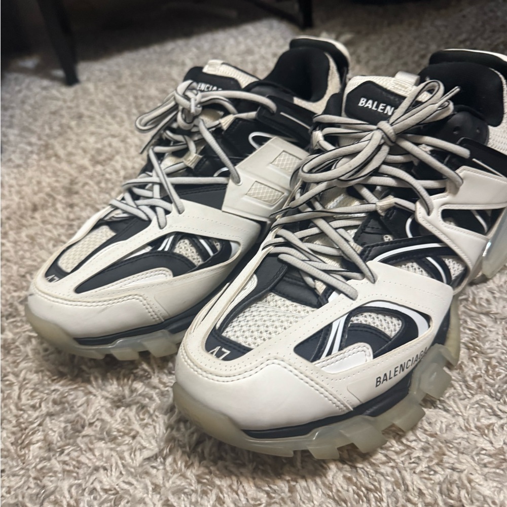 Balenciaga Men's Black and White Sneakers